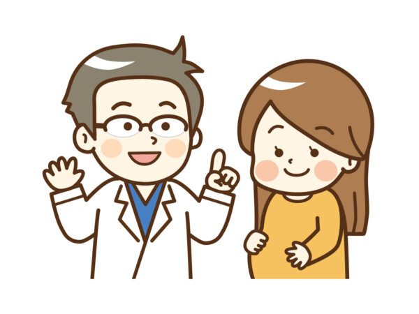 お医者さんと今後の妊娠スケジュールを話すママ