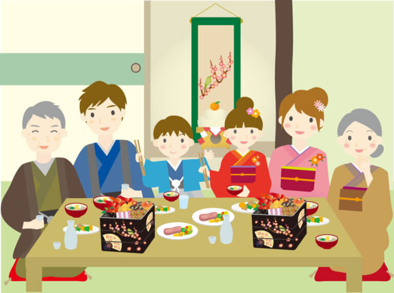 お正月で家族団らん