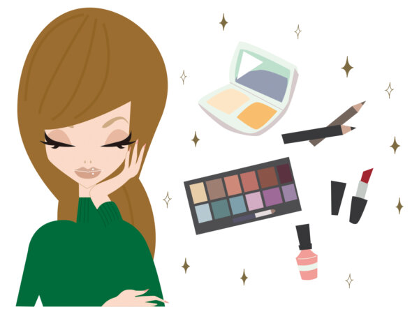 お化粧を考える女性