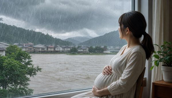 妊婦さんが豪雨対策を考える