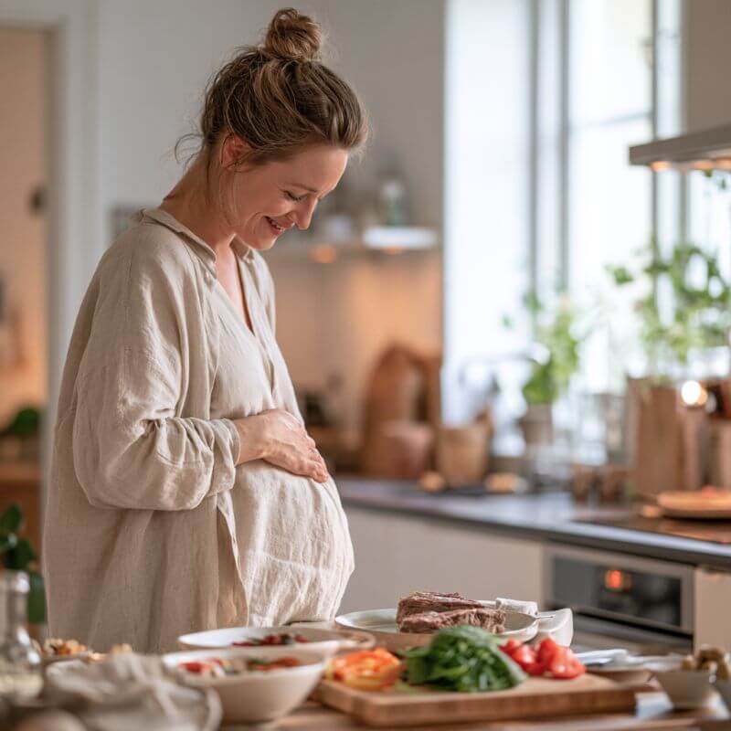 食事に気を付ける妊婦さん